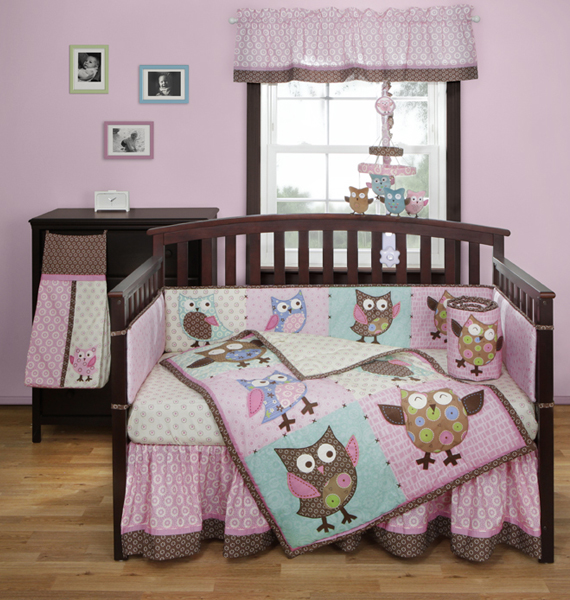 owl baby crib set